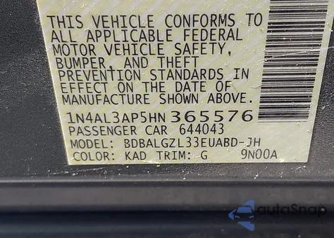 2017 Nissan Altima 2.5 S z USA, uszkodzony, nr VIN 1N4AL3AP5HN365576